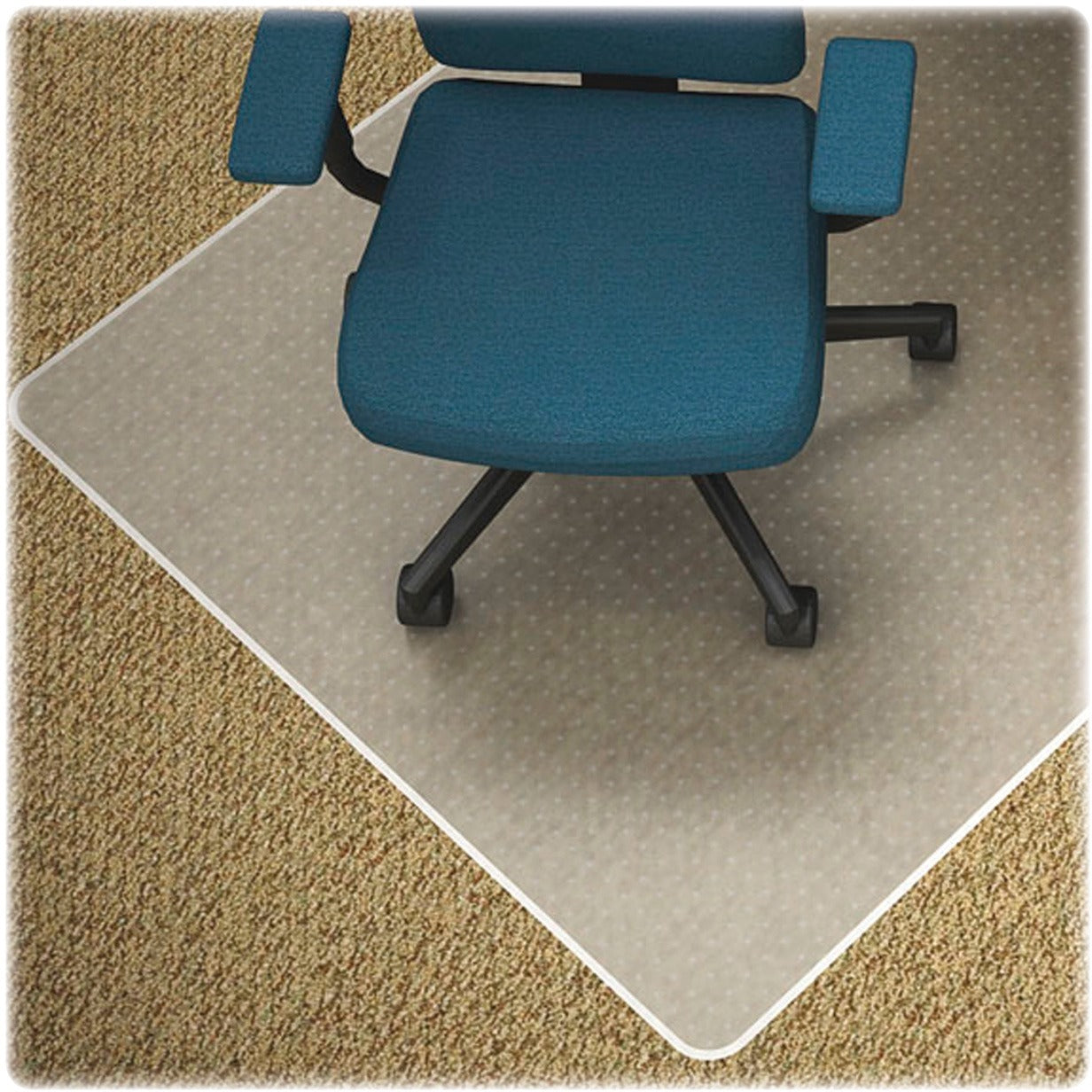 Lorell Wide Lip Low-pile Chairmat - Carpeted Floor - 53" Length x 45" Width x 0.112" Thickness - Lip Size 12" Length x 25" Width - Vinyl - Clear - 1Each - 