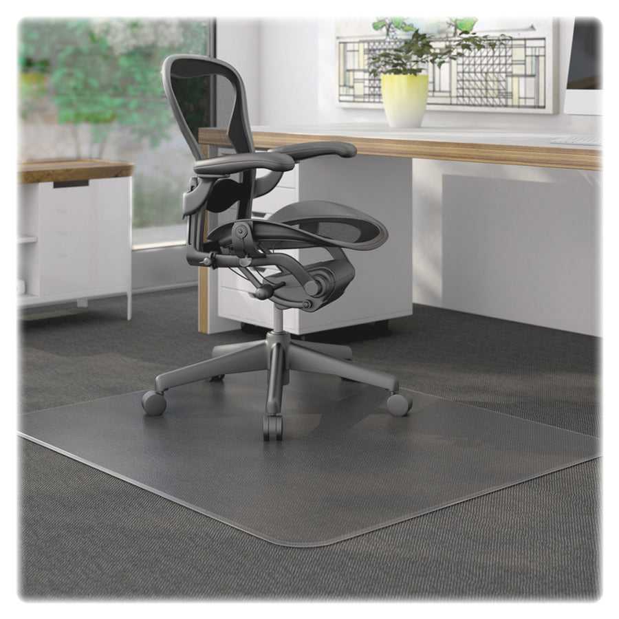 Lorell Wide Lip Low-pile Chairmat - Carpeted Floor - 53" Length x 45" Width x 0.112" Thickness - Lip Size 12" Length x 25" Width - Vinyl - Clear - 1Each - 