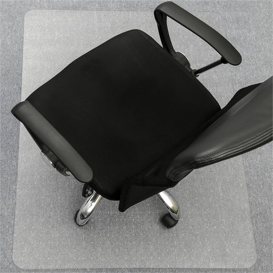Lorell Low-pile Chairmat - Carpeted Floor - 60" Length x 46" Width x 0.112" Thickness - Rectangular - Vinyl - Clear - 1Each