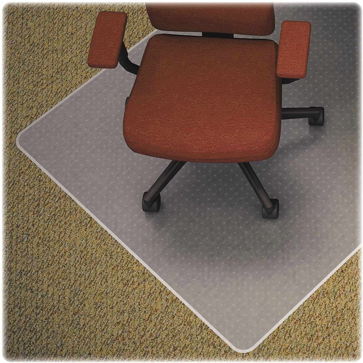 Lorell Medium-pile Chairmat - Carpeted Floor - 48" Length x 36" Width x 0.133" Thickness - Lip Size 10" Length x 19" Width - Vinyl - Clear - 1Each - 