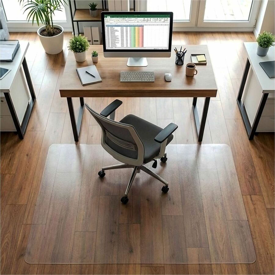 Lorell Nonstudded Chairmat - Tile Floor, Vinyl Floor, Hardwood Floor - 48" Length x 36" Width x 0.060" Thickness - Rectangular - Vinyl - Clear - 1Each