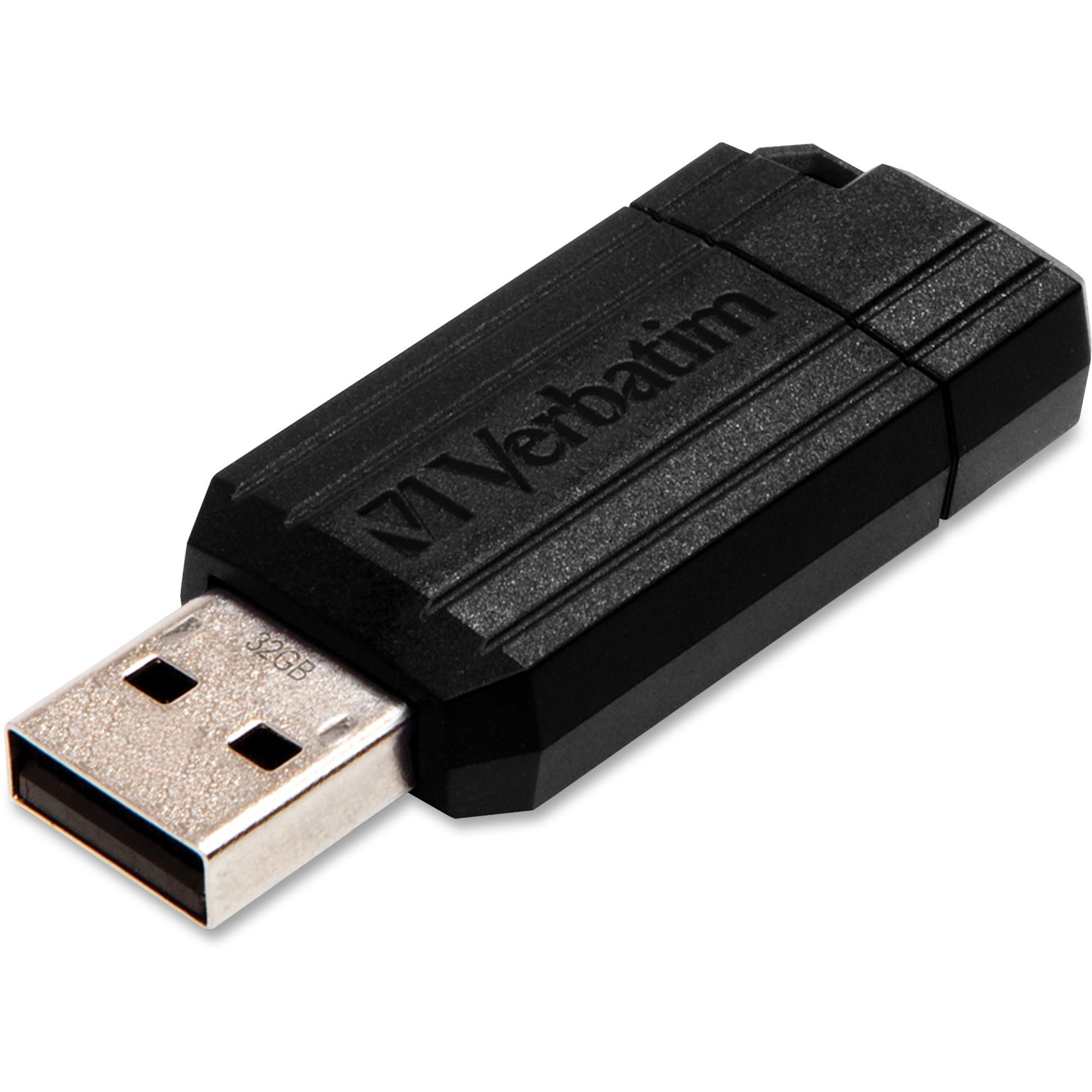 32GB PinStripe USB Flash Drive - Black - 32 GB - Black - 