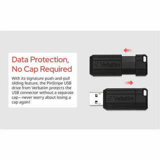 32GB PinStripe USB Flash Drive - Black - 32 GB - Black