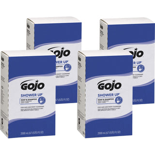 Gojo SHOWER UP Soap & Shampoo - Clean Scent - 67.6 fl oz (2 L) - Hair, Hand, Body - Rose - Pleasant Scent, Bio-based - 4 / Carton