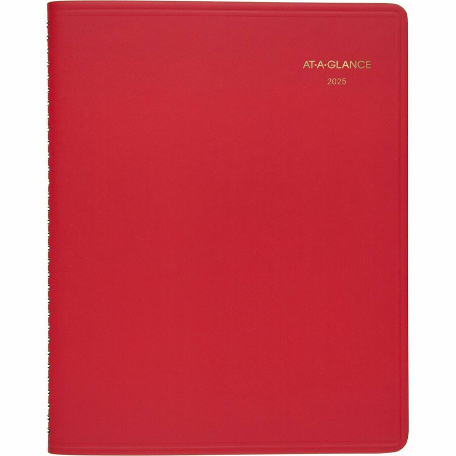 At-A-Glance Fashion Planner - Julian Dates - Monthly - 1.25 Year - January 2024 - March 2025 - 1 Month Double Page Layout - 9" x 11" Sheet Size - Wire Bound - Simulated Leather - Red CoverAppointment Schedule, Reference Calendar, Flexible - 1 Each