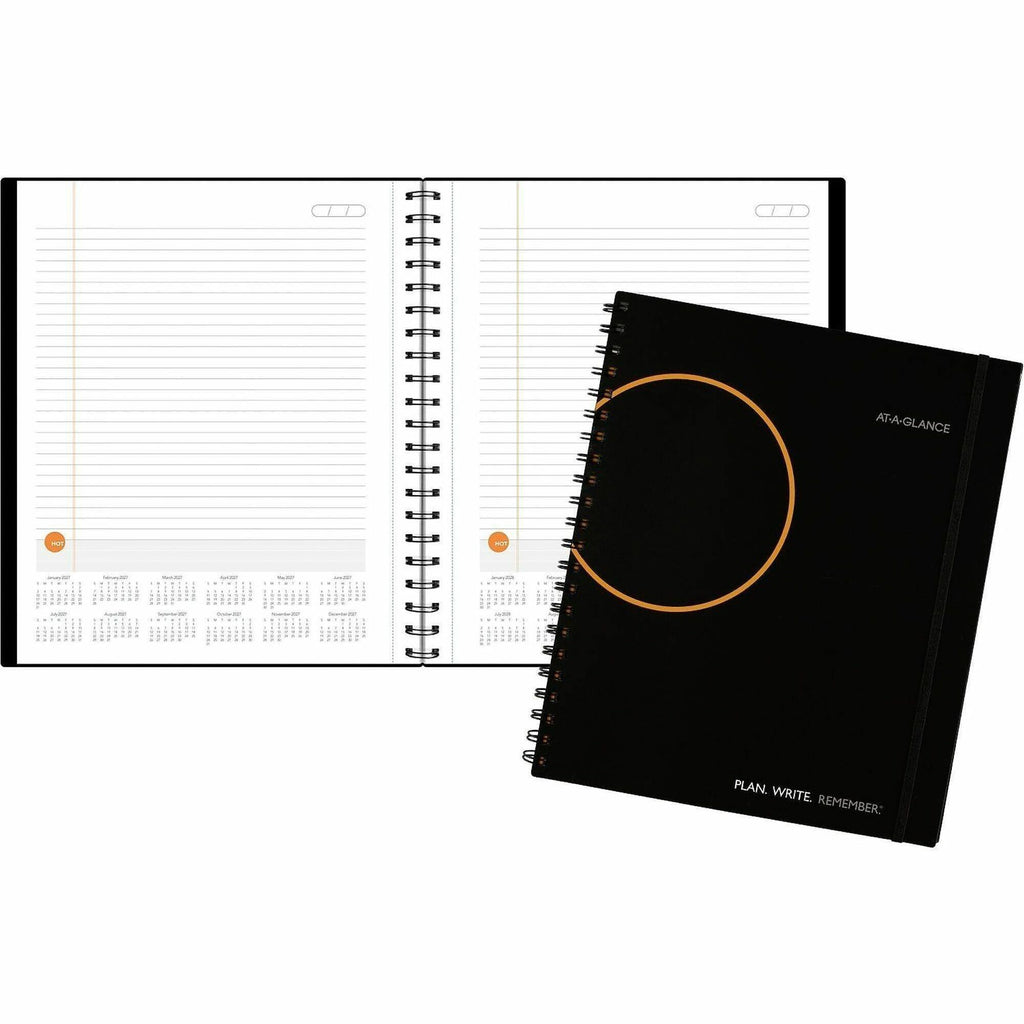 At-A-Glance Plan. Write. Remember. Undated Planning Notebook with Reference Calendars - Large Size - Julian Dates - Daily - 1 Year - 1 Day Single Page Layout - 8 1/2" x 11" White Sheet - Wire Bound - Bungee Strap - Black - Poly - Black CoverPocket, R