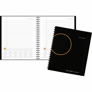 At-A-Glance Plan. Write. Remember. Undated Planning Notebook with Reference Calendars - Large Size - Julian Dates - Daily - 1 Year - 1 Day Single Page Layout - 8 1/2" x 11" White Sheet - Wire Bound - Bungee Strap - Black - Poly - Black CoverPocket, R