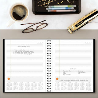 At-A-Glance Plan. Write. Remember. Undated Planning Notebook with Reference Calendars - Large Size - Julian Dates - Daily - 1 Year - 1 Day Single Page Layout - 8 1/2" x 11" White Sheet - Wire Bound - Bungee Strap - Black - Poly - Black CoverPocket, R