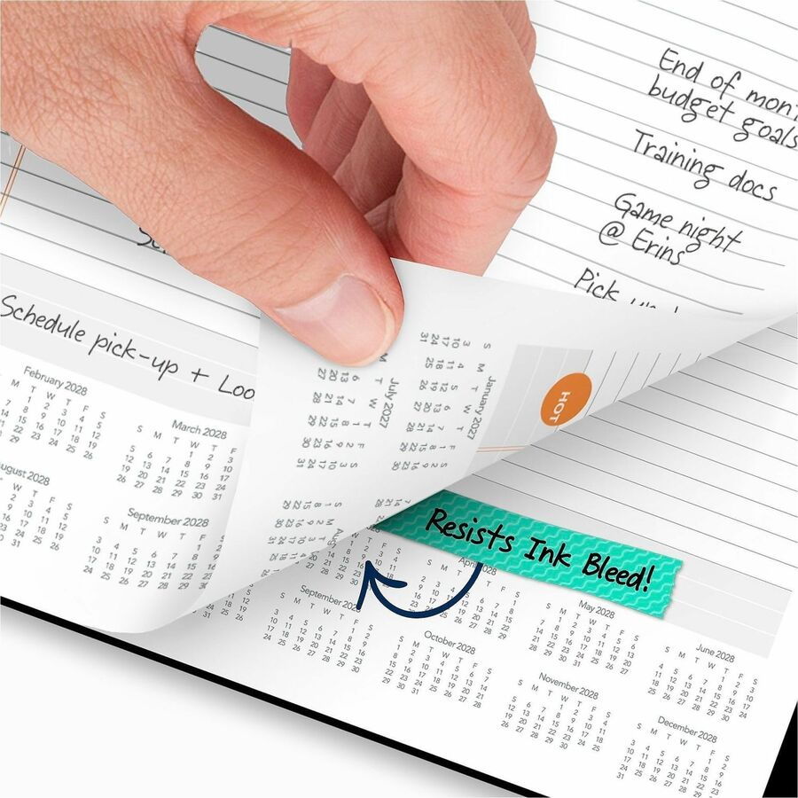 At-A-Glance Plan. Write. Remember. Undated Planning Notebook with Reference Calendars - Large Size - Julian Dates - Daily - 1 Year - 1 Day Single Page Layout - 8 1/2" x 11" White Sheet - Wire Bound - Bungee Strap - Black - Poly - Black CoverPocket, R