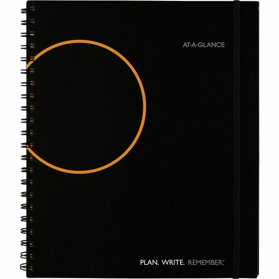 At-A-Glance Plan. Write. Remember. Undated Planning Notebook with Reference Calendars - Large Size - Julian Dates - Daily - 1 Year - 1 Day Single Page Layout - 8 1/2" x 11" White Sheet - Wire Bound - Bungee Strap - Black - Poly - Black CoverPocket, R