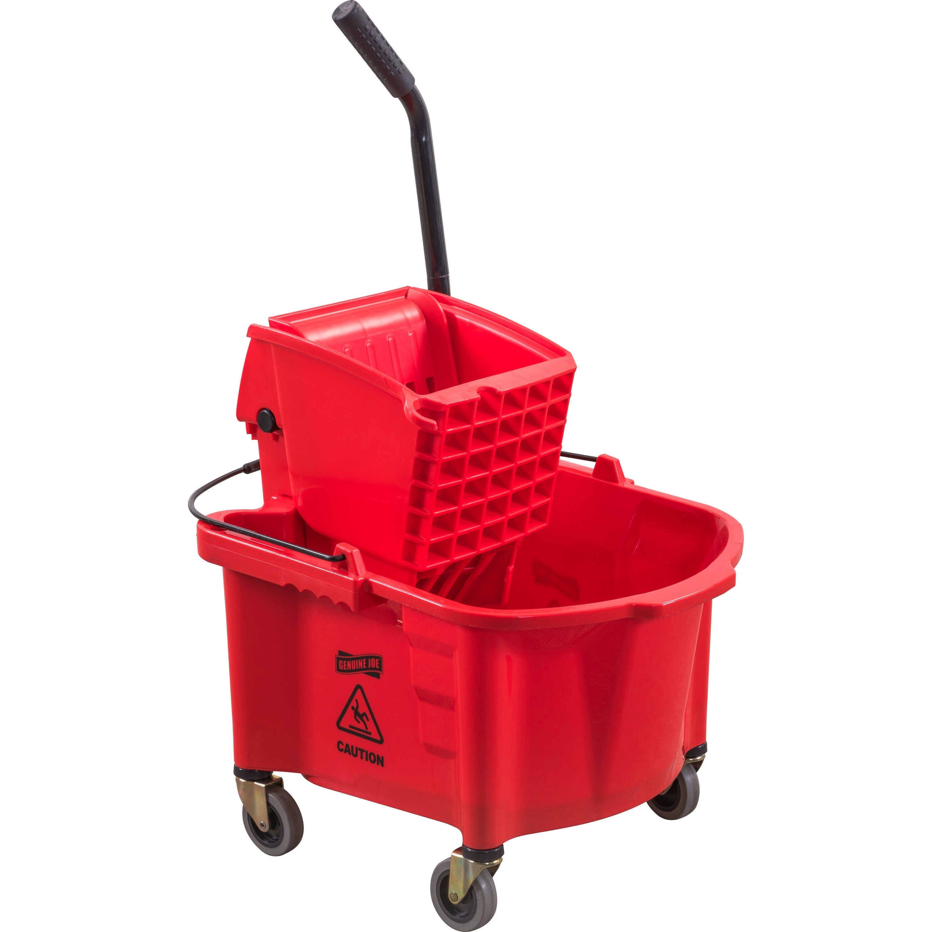 Genuine Joe Splash Shield Mop Bucket/Wringer - 6.50 gal - Plastic - Red - 1 Each - 