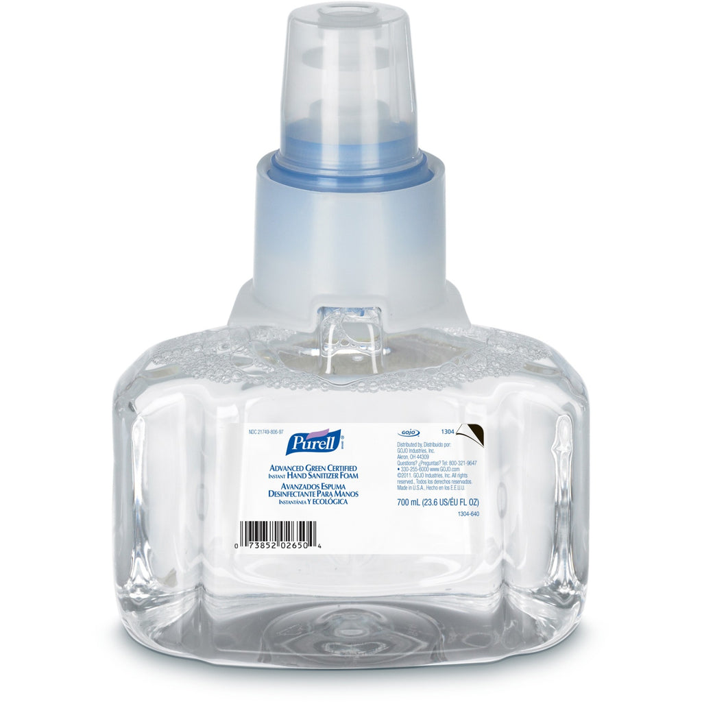 Advanced Hand Sanitizer Green Certified Foam Refill, For LTX-7 Dispensers, 700 mL, Fragrance-Free, 3/Carton