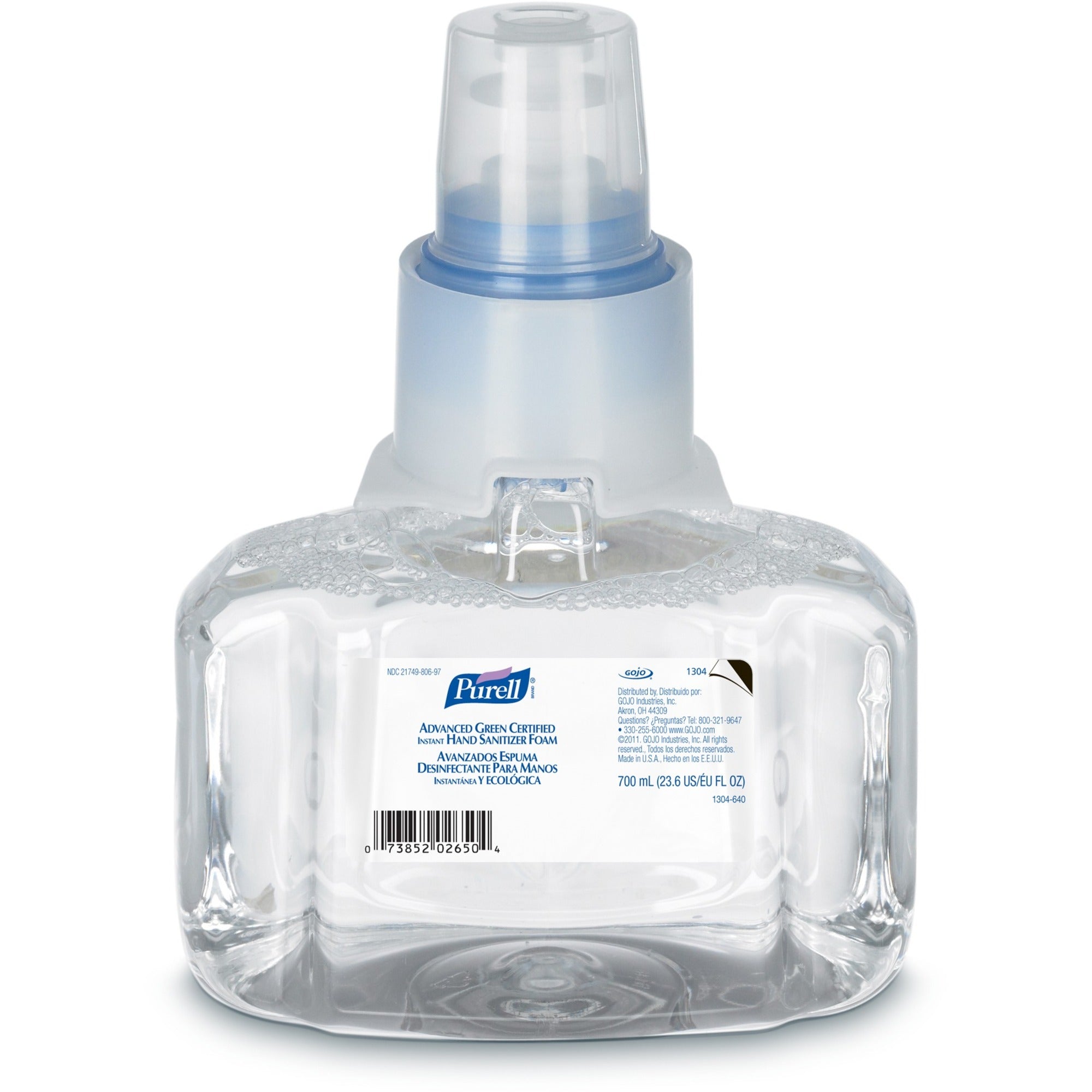Advanced Hand Sanitizer Green Certified Foam Refill, For LTX-7 Dispensers, 700 mL, Fragrance-Free, 3/Carton