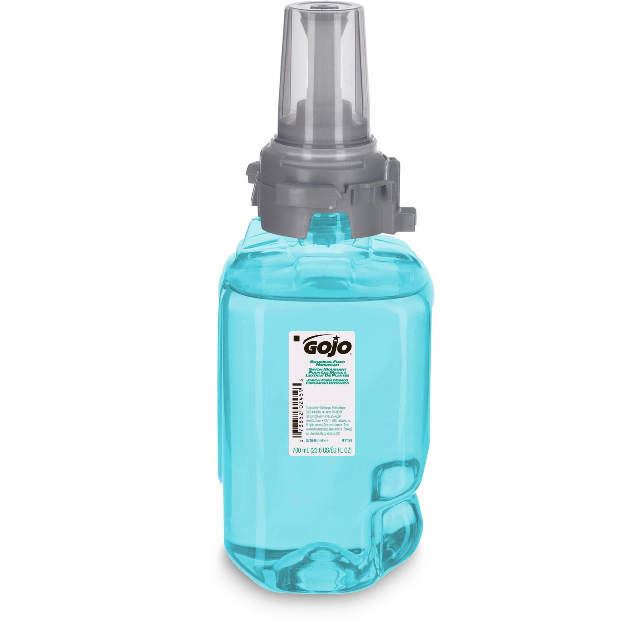 Gojo ADX-7 Dispenser Refill Botanical Foam Soap - Botanical ScentFor - 23.7 fl oz (700 mL) - Pump Bottle Dispenser - Skin, Hand - Moisturizing - Emerald Green - Rich Lather, Bio-based - 1 Each