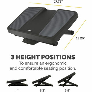 Ultimate Foot Support, HPS, 17.75w x 13.25d x 4 to 6.5h, Black/Gray