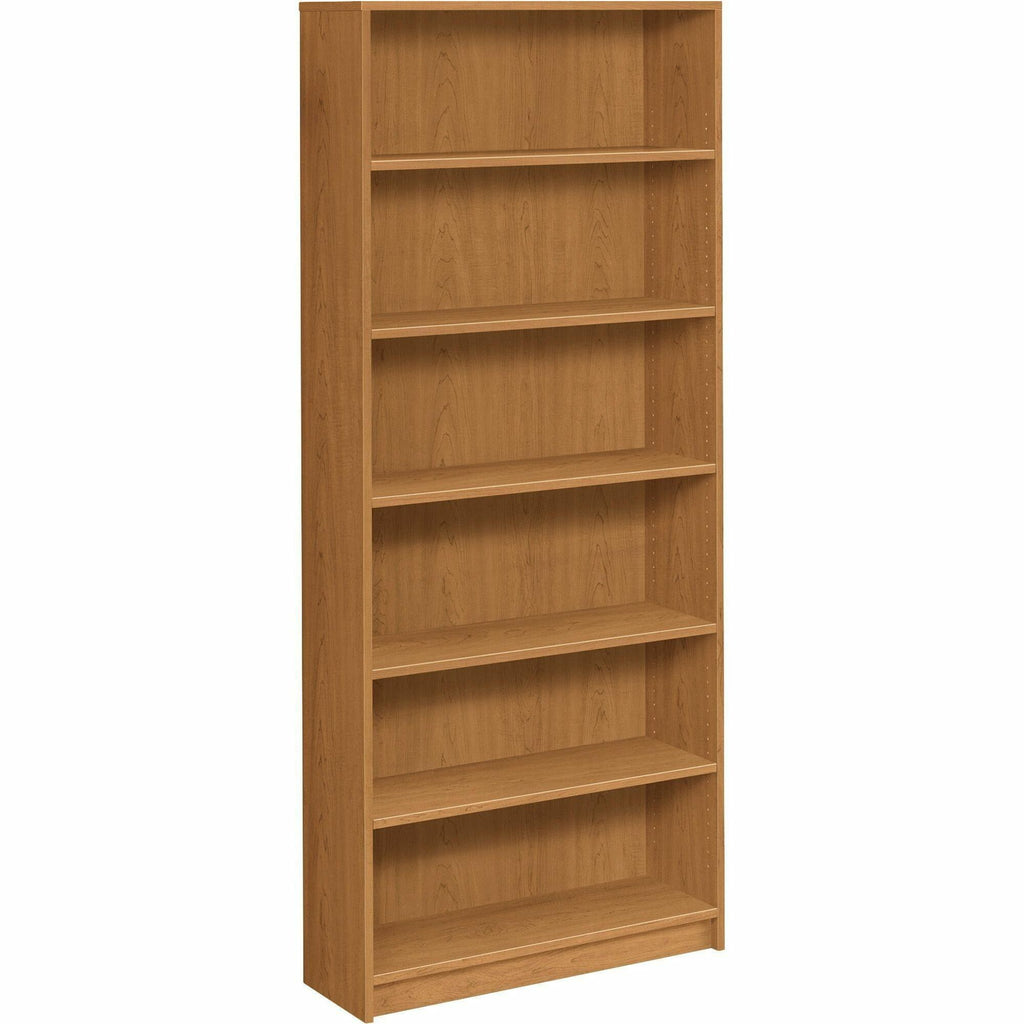 HON 1870 Series Bookcase | 6 Shelves | 36"W | Harvest Finish - 6 Shelf(ves) - 84" Height x 36" Width x 11.5" DepthFloor - Durable, Sturdy, Square Corner, Abrasion Resistant, Adjustable, Stain Resistant, Scratch Resistant, Spill Resistant, Leveling Gl