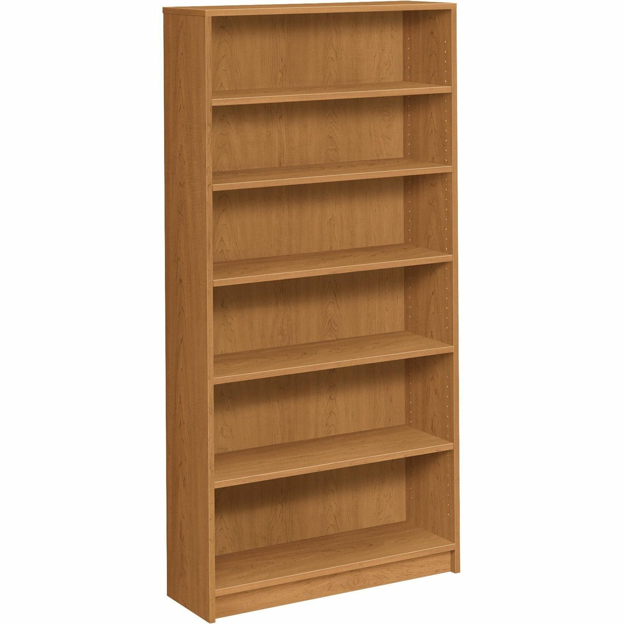 HON 1870 Series Bookcase | 6 Shelves | 36"W | Harvest Finish - 6 Shelf(ves) - 72.6" Height x 36" Width x 11.5" DepthFloor - Adjustable Shelf, Scratch Resistant, Spill Resistant, Stain Resistant, Leveling Glide, Sturdy - Harvest - 1 Each - 