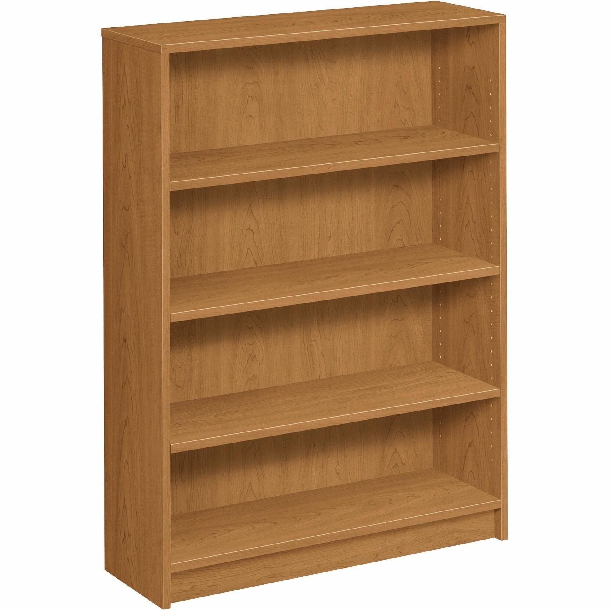 HON 1870 Series Bookcase 36"W - 4 Shelf(ves) - 48.4" Height x 36" Width x 11.5" DepthFloor - Durable, Sturdy, Square Corner, Abrasion Resistant, Adjustable, Stain Resistant, Spill Resistant, Scratch Resistant, Leveling Glide - Laminate - Harvest - Ha - 