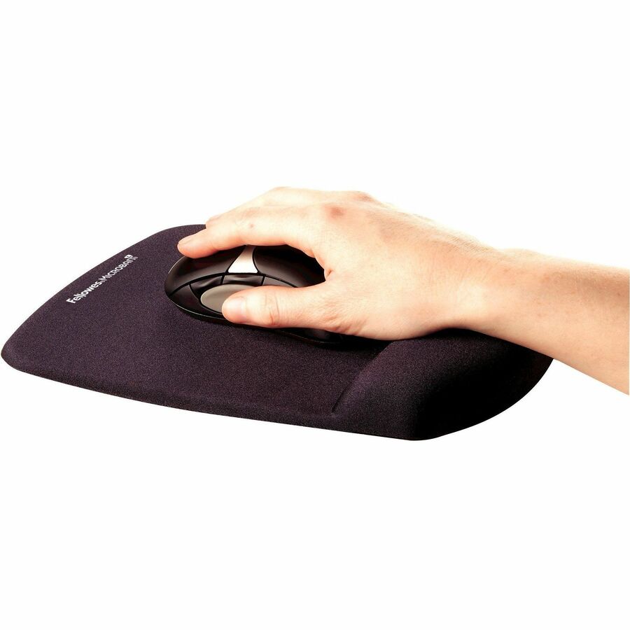 PlushTouch Mouse Pad with Wrist Rest, 7.25 x 9.37, Black