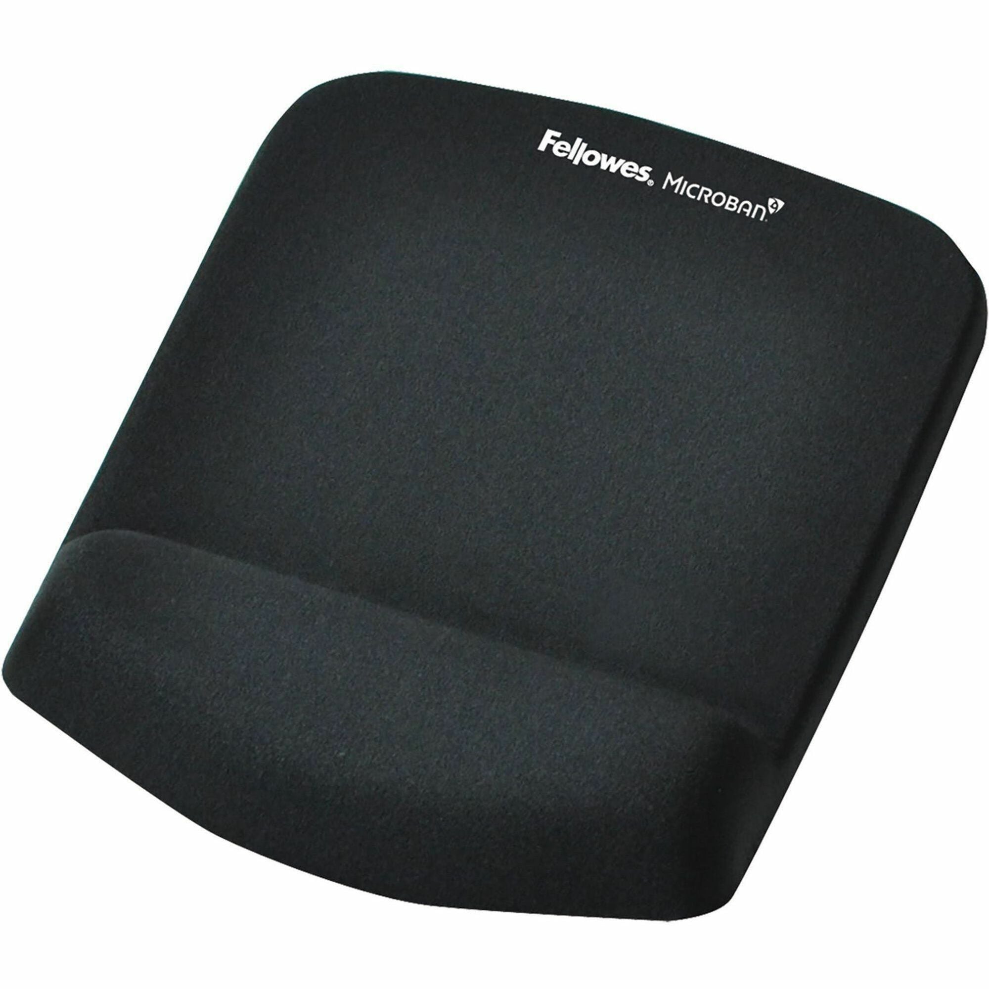 PlushTouch Mouse Pad with Wrist Rest, 7.25 x 9.37, Black