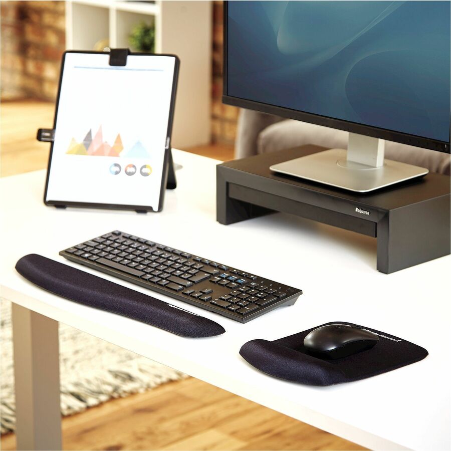 PlushTouch Mouse Pad with Wrist Rest, 7.25 x 9.37, Black