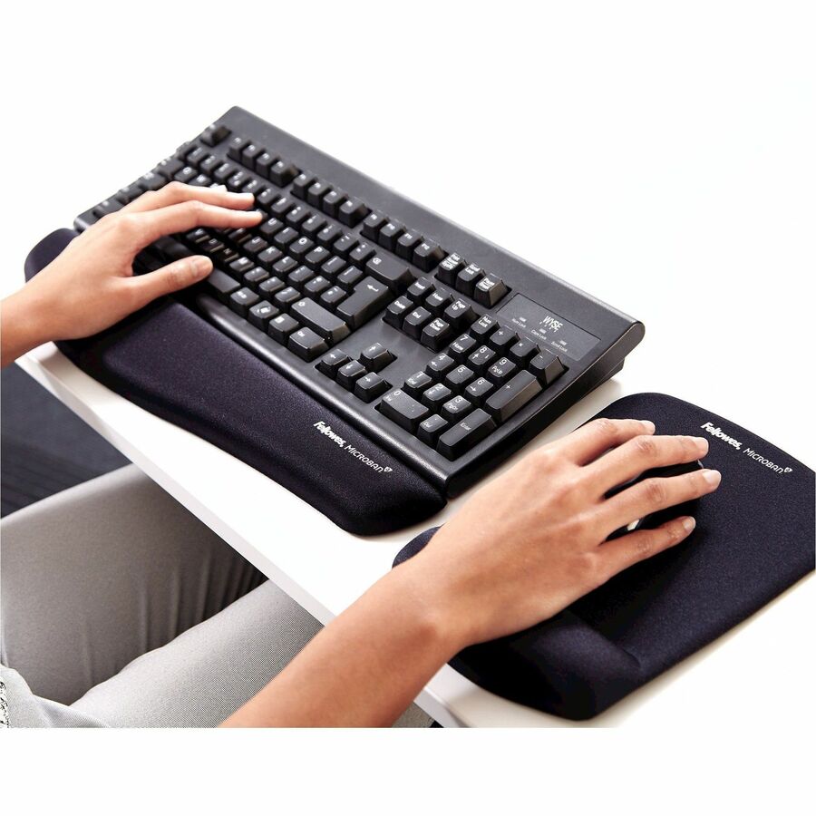 PlushTouch Mouse Pad with Wrist Rest, 7.25 x 9.37, Black
