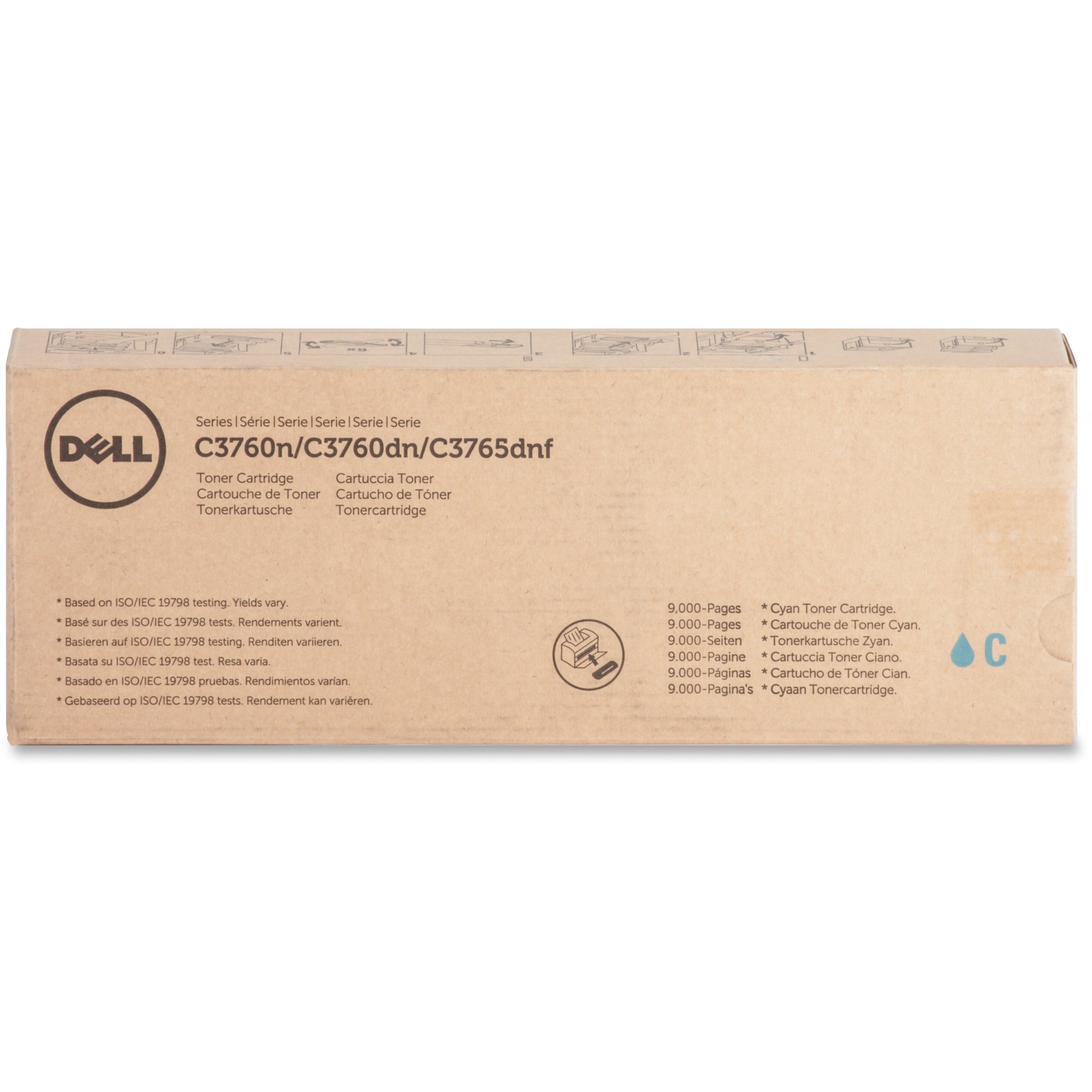 Dell Original Extra High Yield Laser Toner Cartridge - Cyan - 1 Each - 9000 Pages - 