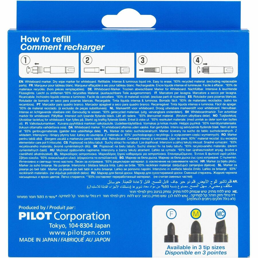Pilot BeGreen VBoard Master Medium Bullet Marker - Medium Marker Point - Bullet Marker Point Style - Refillable - 5 / Pack