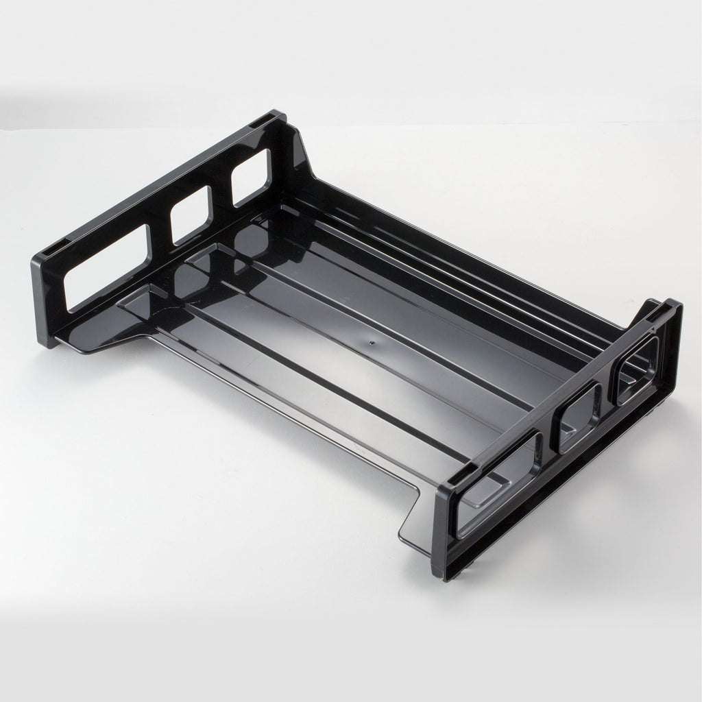 Officemate Side Load Letter Tray - 1 Compartment(s) - 1 Tier(s) - 2.8" Height x 13.2" Width x 9" Depth - Stackable, Durable, Handle, Sturdy - 30% Recycled - Black - Plastic - 1 Each
