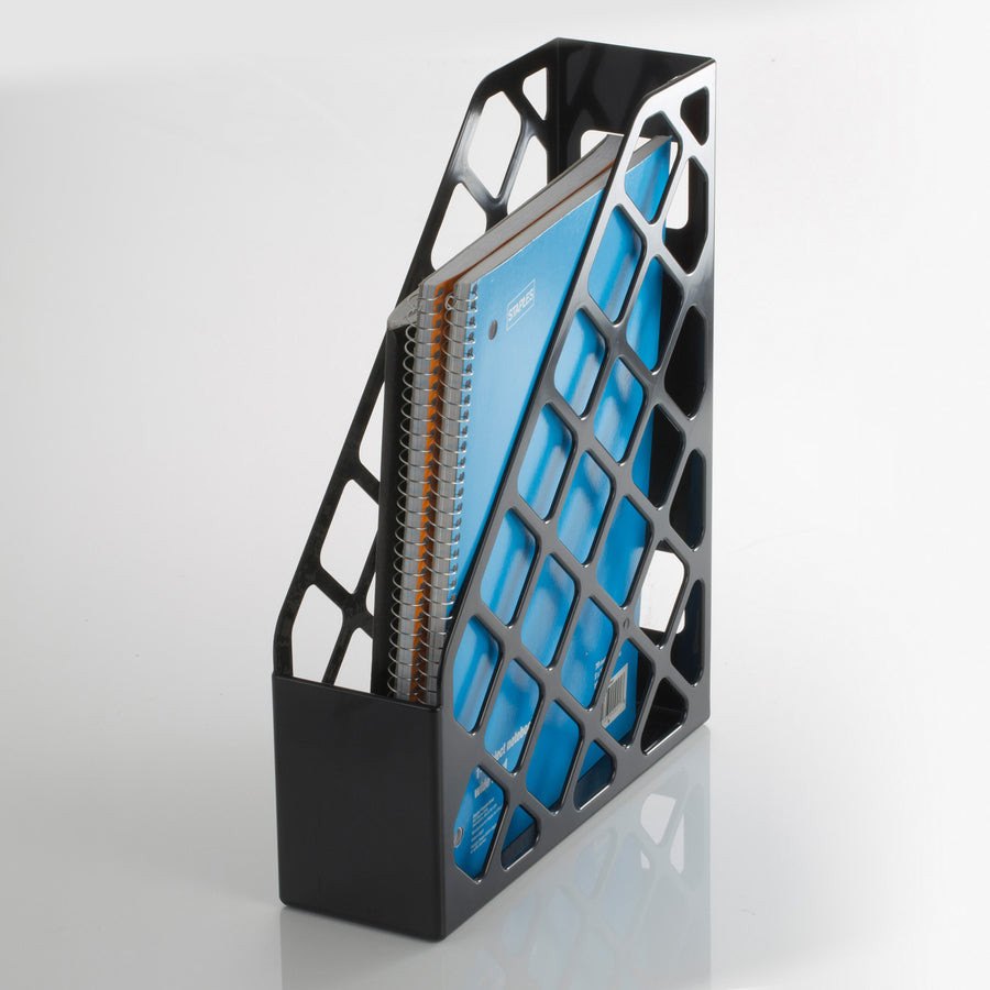 Officemate Open Top Magazine File - Black - Plastic - 1 Each