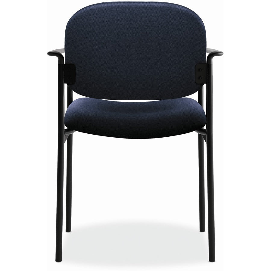 VL616 Stacking Guest Chair with Arms, Fabric Upholstery, 23.25" x 21" x 32.75", Navy Seat, Navy Back, Black Base