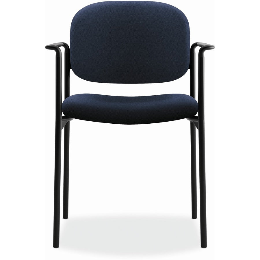 VL616 Stacking Guest Chair with Arms, Fabric Upholstery, 23.25" x 21" x 32.75", Navy Seat, Navy Back, Black Base