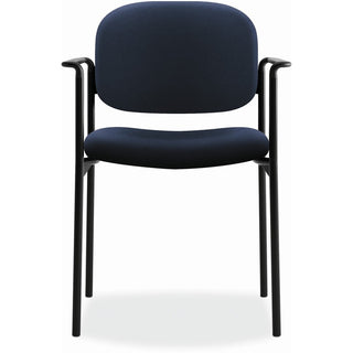 VL616 Stacking Guest Chair with Arms, Fabric Upholstery, 23.25" x 21" x 32.75", Navy Seat, Navy Back, Black Base