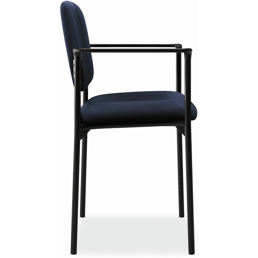 VL616 Stacking Guest Chair with Arms, Fabric Upholstery, 23.25" x 21" x 32.75", Navy Seat, Navy Back, Black Base