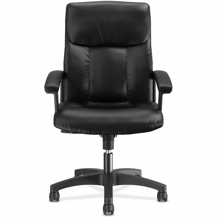 HVL151 Executive High-Back Leather Chair, Supports Up to 250 lb, 17.75" to 21.5" Seat Height, Black
