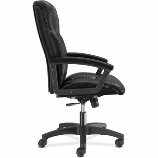 HVL151 Executive High-Back Leather Chair, Supports Up to 250 lb, 17.75" to 21.5" Seat Height, Black