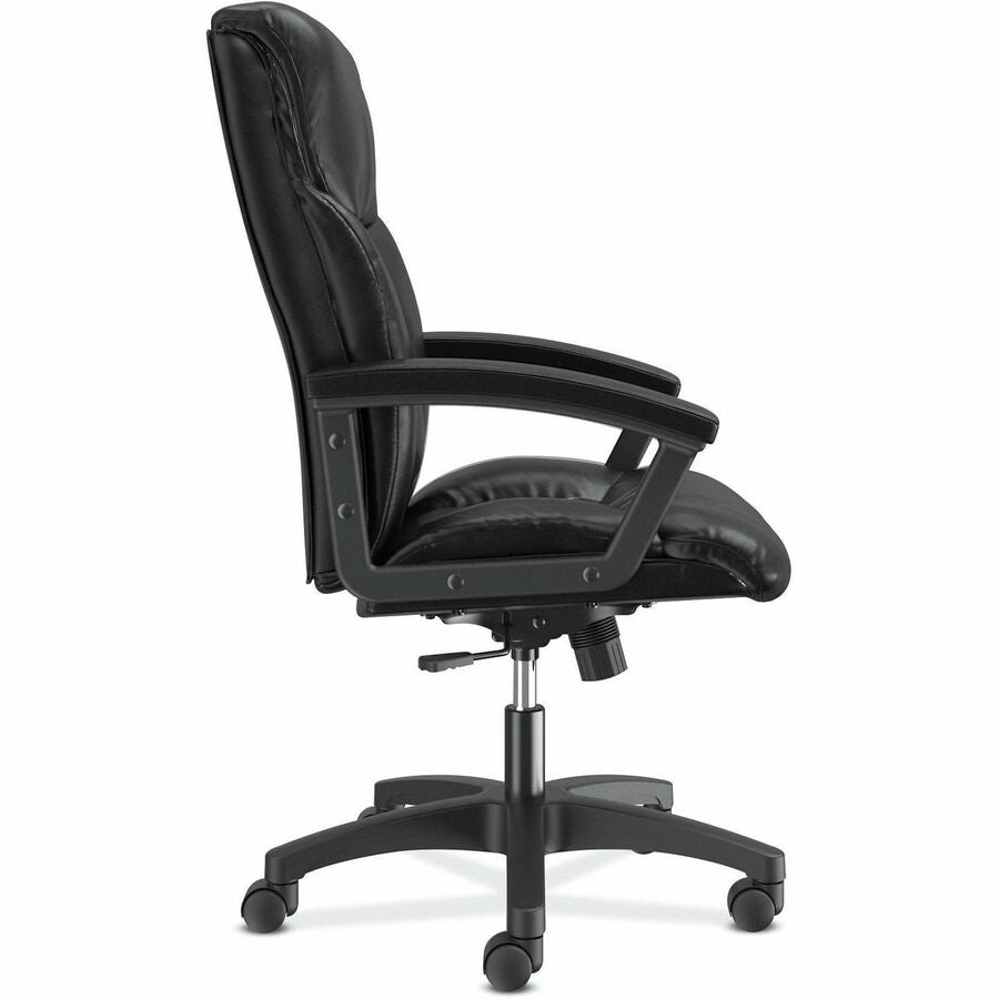 HVL151 Executive High-Back Leather Chair, Supports Up to 250 lb, 17.75" to 21.5" Seat Height, Black
