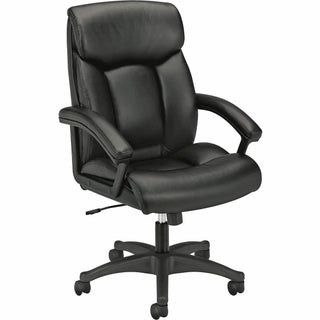 HVL151 Executive High-Back Leather Chair, Supports Up to 250 lb, 17.75" to 21.5" Seat Height, Black
