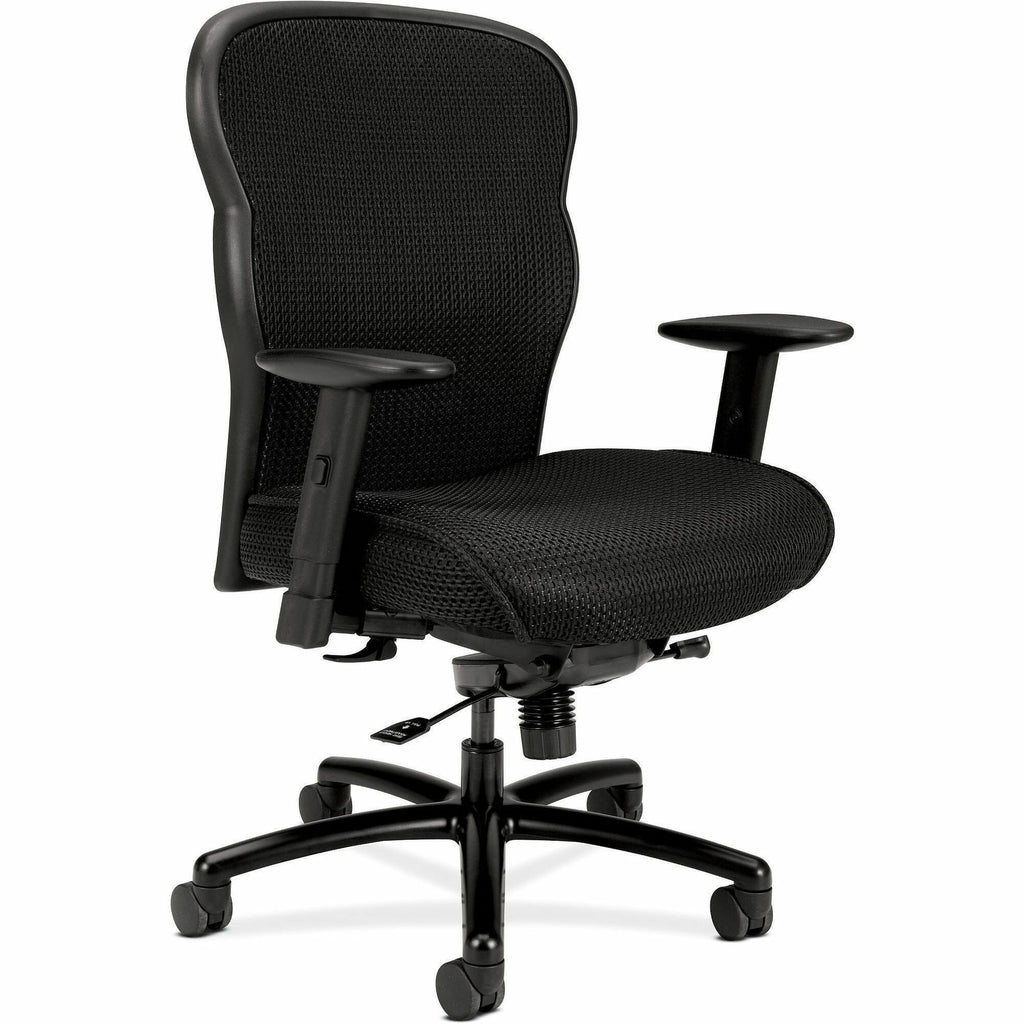 Wave Mesh Big and Tall Chair, Supports Up to 450 lb, 19.25" to 22.25" Seat Height, Black