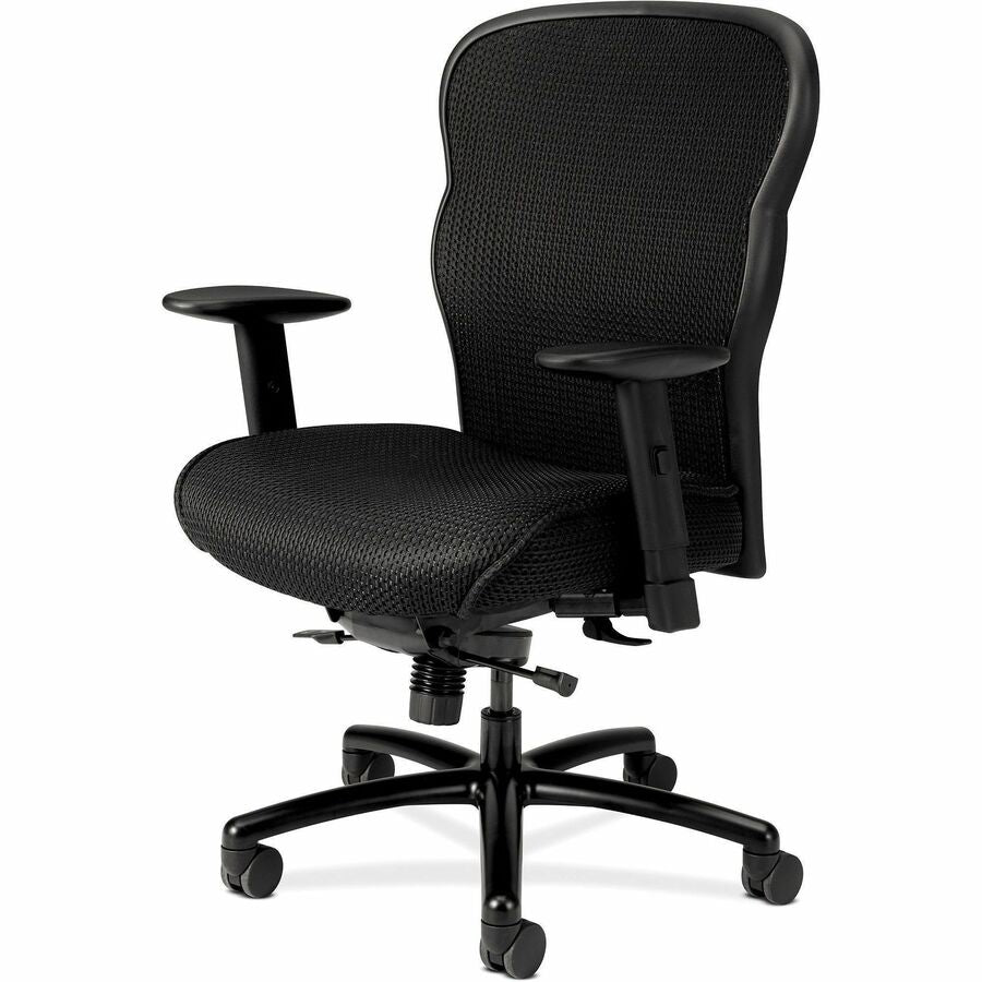 Wave Mesh Big and Tall Chair, Supports Up to 450 lb, 19.25" to 22.25" Seat Height, Black