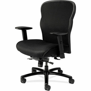 Wave Mesh Big and Tall Chair, Supports Up to 450 lb, 19.25" to 22.25" Seat Height, Black