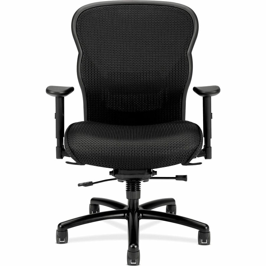 Wave Mesh Big and Tall Chair, Supports Up to 450 lb, 19.25" to 22.25" Seat Height, Black