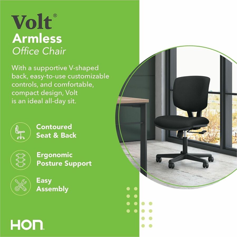 Volt Series Task Chair, Supports Up to 250 lb, 18" to 22.25" Seat Height, Black