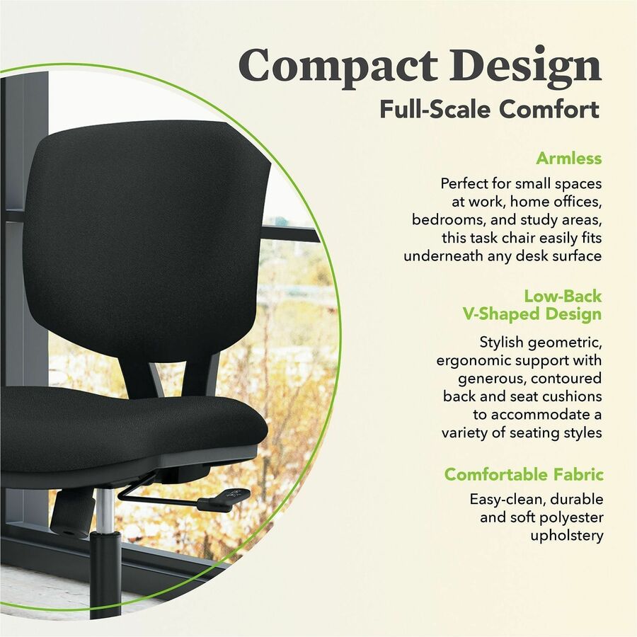 Volt Series Task Chair, Supports Up to 250 lb, 18" to 22.25" Seat Height, Black