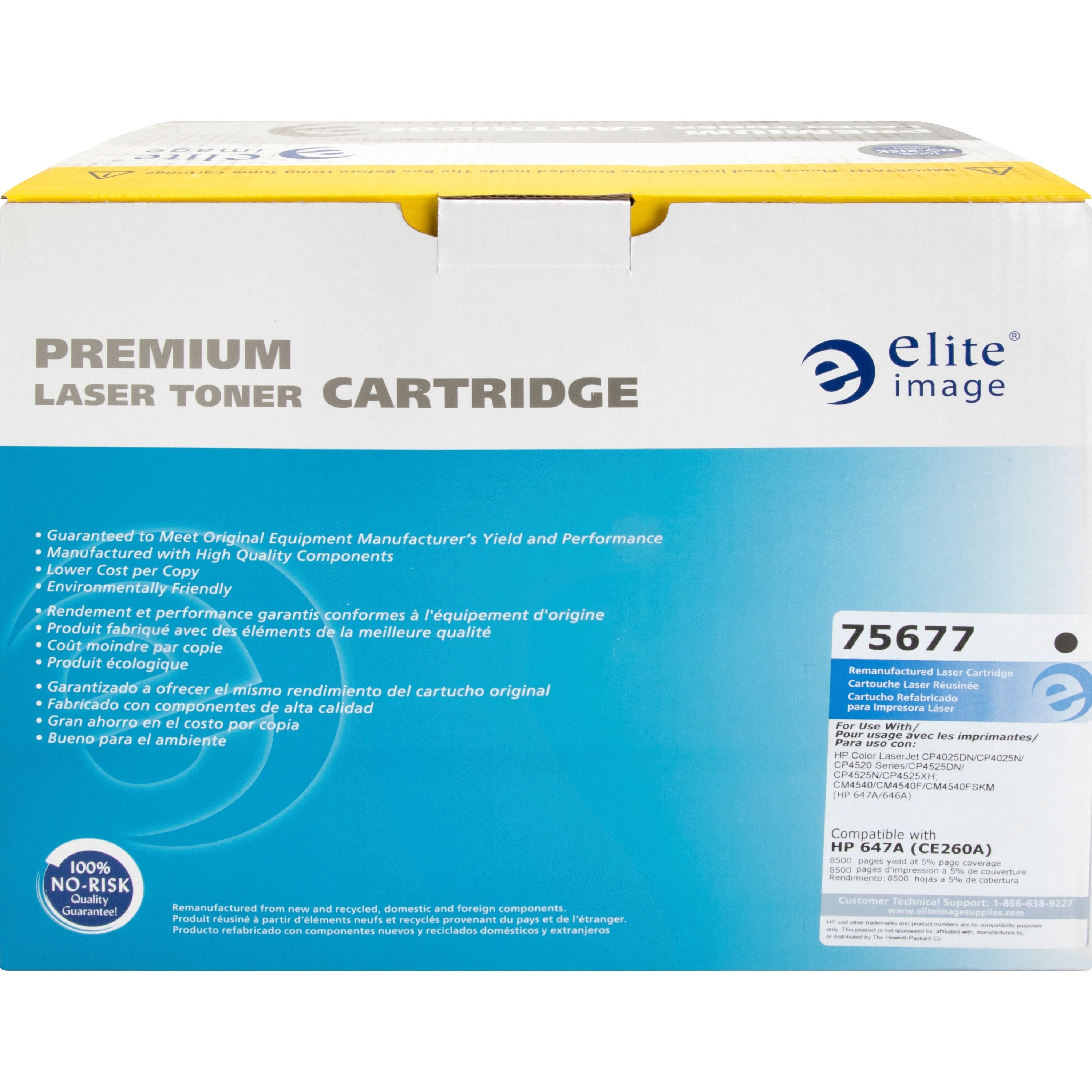 Elite Image Remanufactured Laser Toner Cartridge - Alternative for HP 647A (CE260A) - Black - 1 Each - 8500 Pages - 2