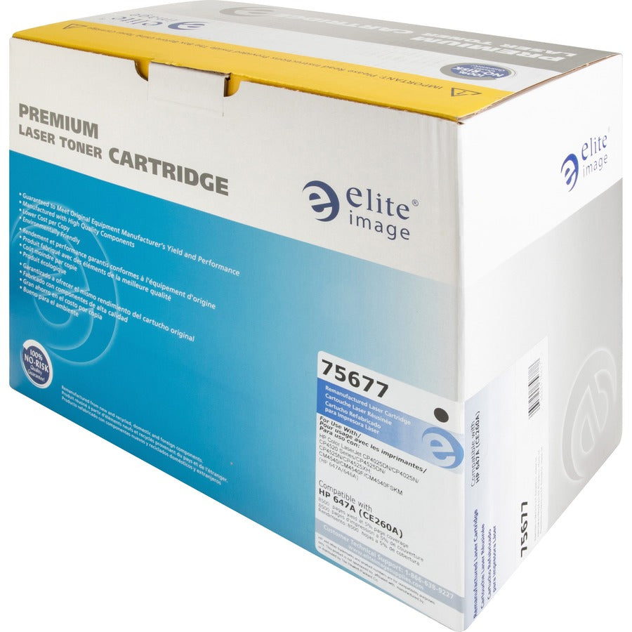 Elite Image Remanufactured Laser Toner Cartridge - Alternative for HP 647A (CE260A) - Black - 1 Each - 8500 Pages