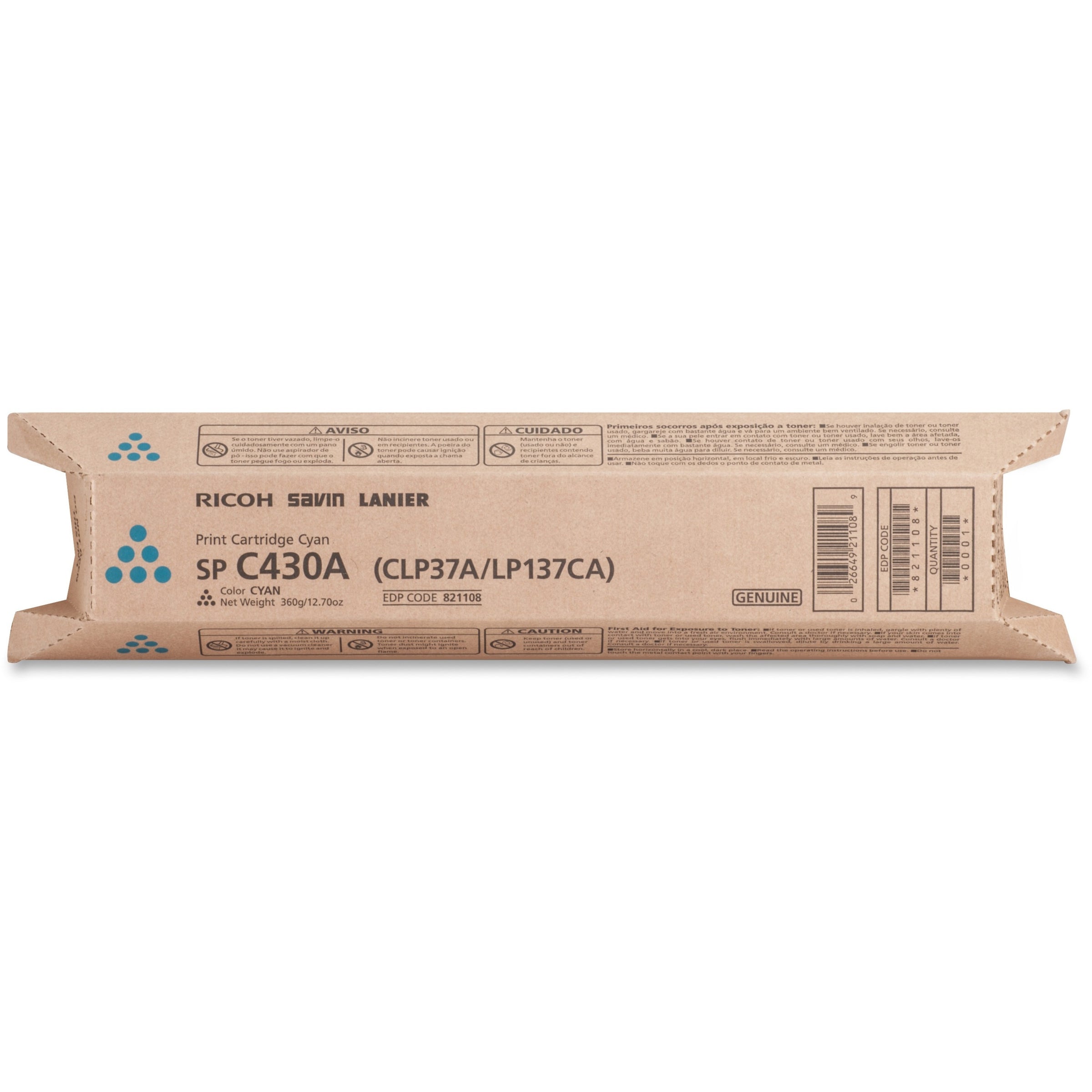 Ricoh SP C430A Original Toner Cartridge - Laser - Cyan - 1 Each - 