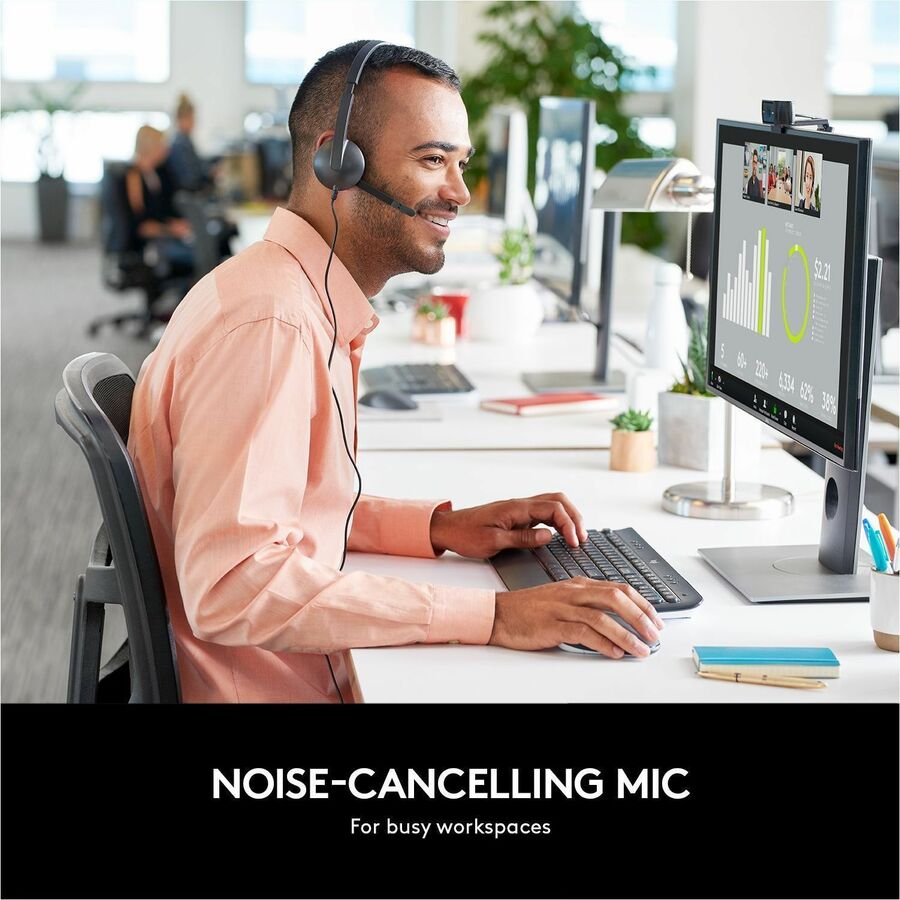 H340 Binaural Over The Head Corded Headset, Black