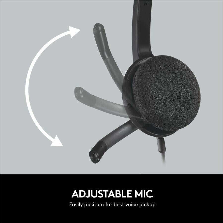 H340 Binaural Over The Head Corded Headset, Black