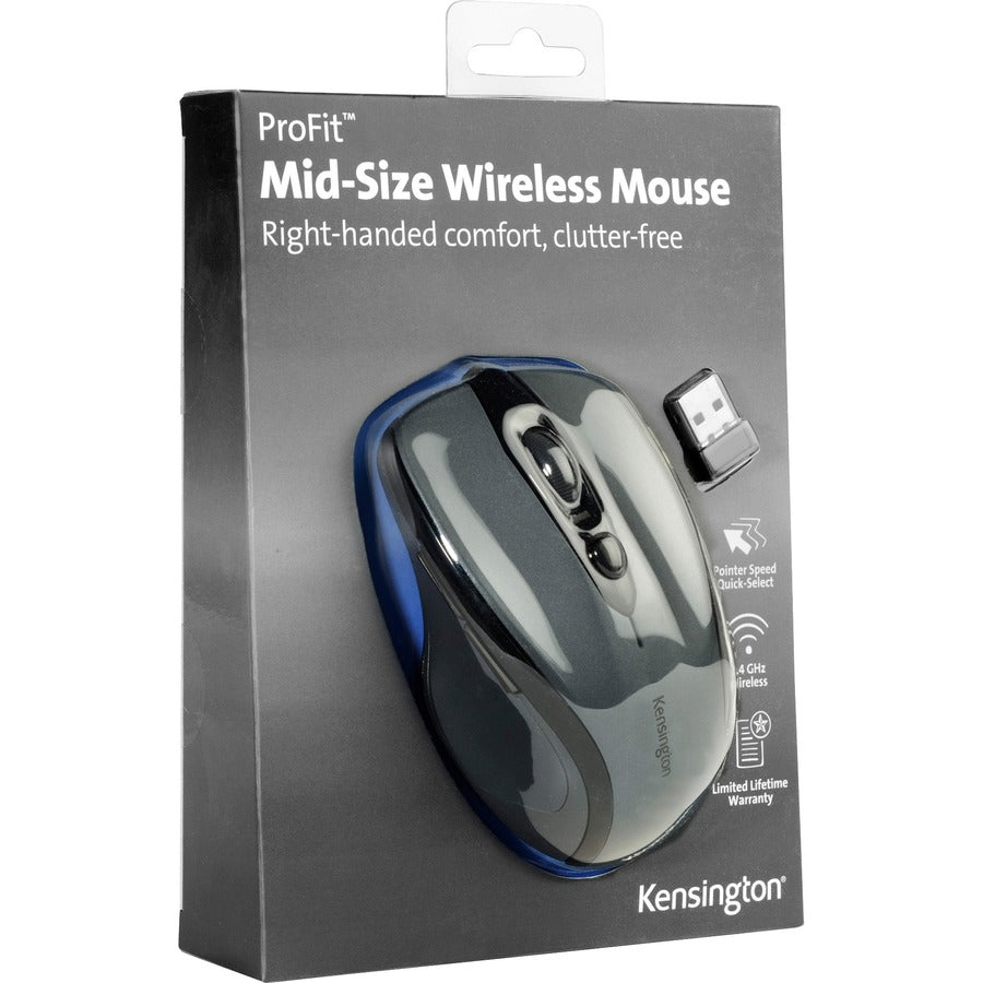Pro Fit Mid-Size Wireless Mouse, 2.4 GHz Frequency/30 ft Wireless Range, Right Hand Use, Gray